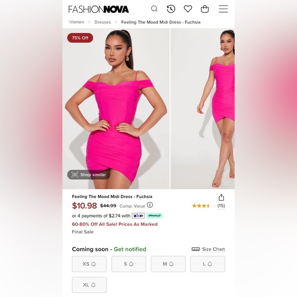 Ruched Fuschia Corset Dress Fashion Nova- In the mood dress - Picture 1 of 3
